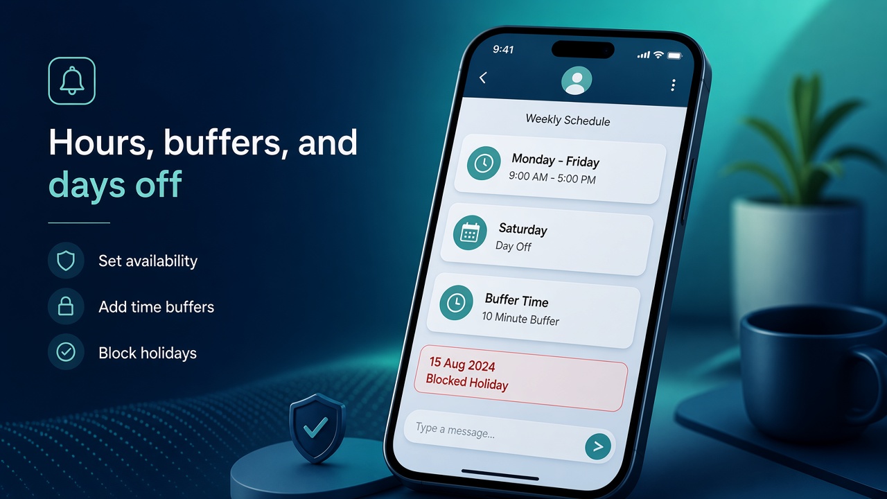 Weekly hours, a buffer, and a blocked day