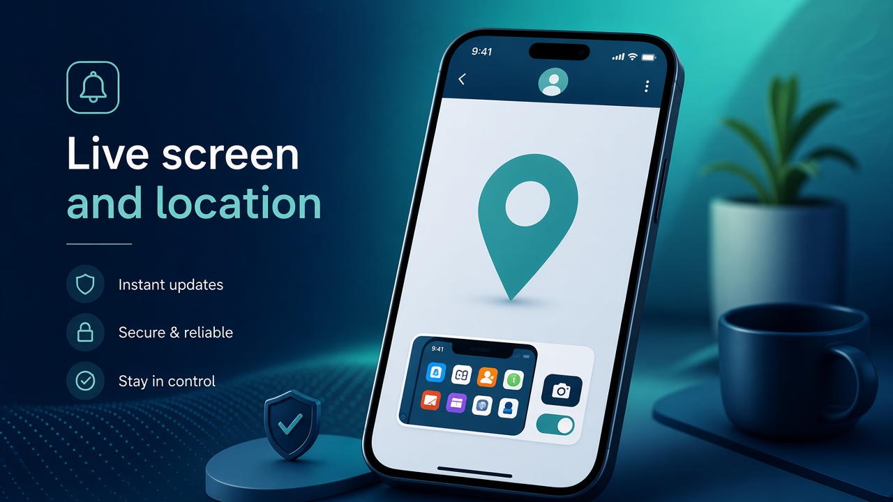 Live screen preview and a location pin