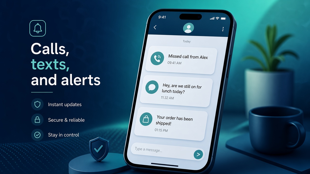 Calls, texts, and app notifications from the child phone