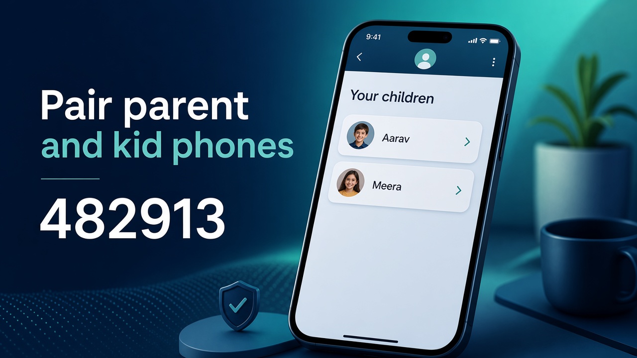 Parent app showing paired children and a pairing code